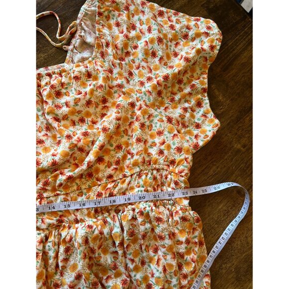 Torrid Orange Mini Floral Square Top Blouse Flowy Boho Coastal Fall 5 5X - Picture 8 of 8